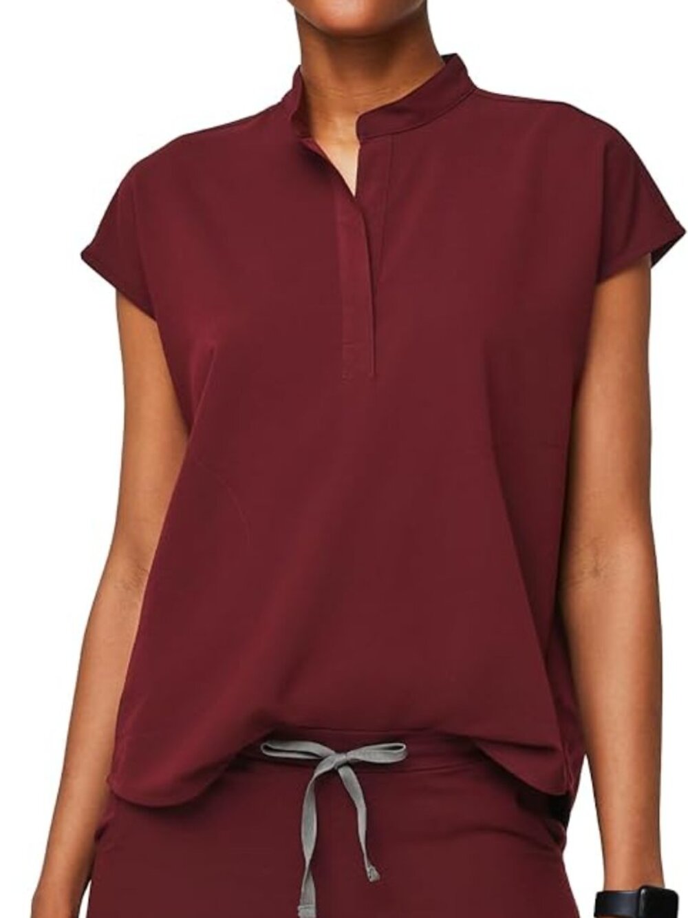FIGS XS Burgundy Rafaela Oversized Scrub Top (M pants available) - Picture 2 of 3